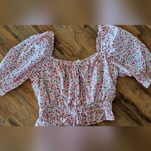 The Impeccable Pig Pink Floral Crop Top